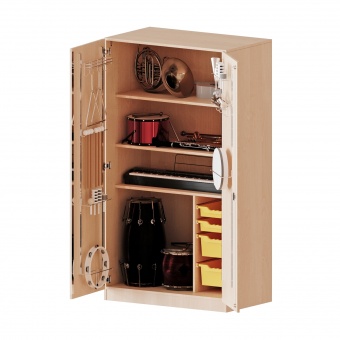 Musikschrank, 5 OH, Türen mit Instrumentenhalterungen, mit 4 Boxen, B/H/T 104,5x190x60cm 